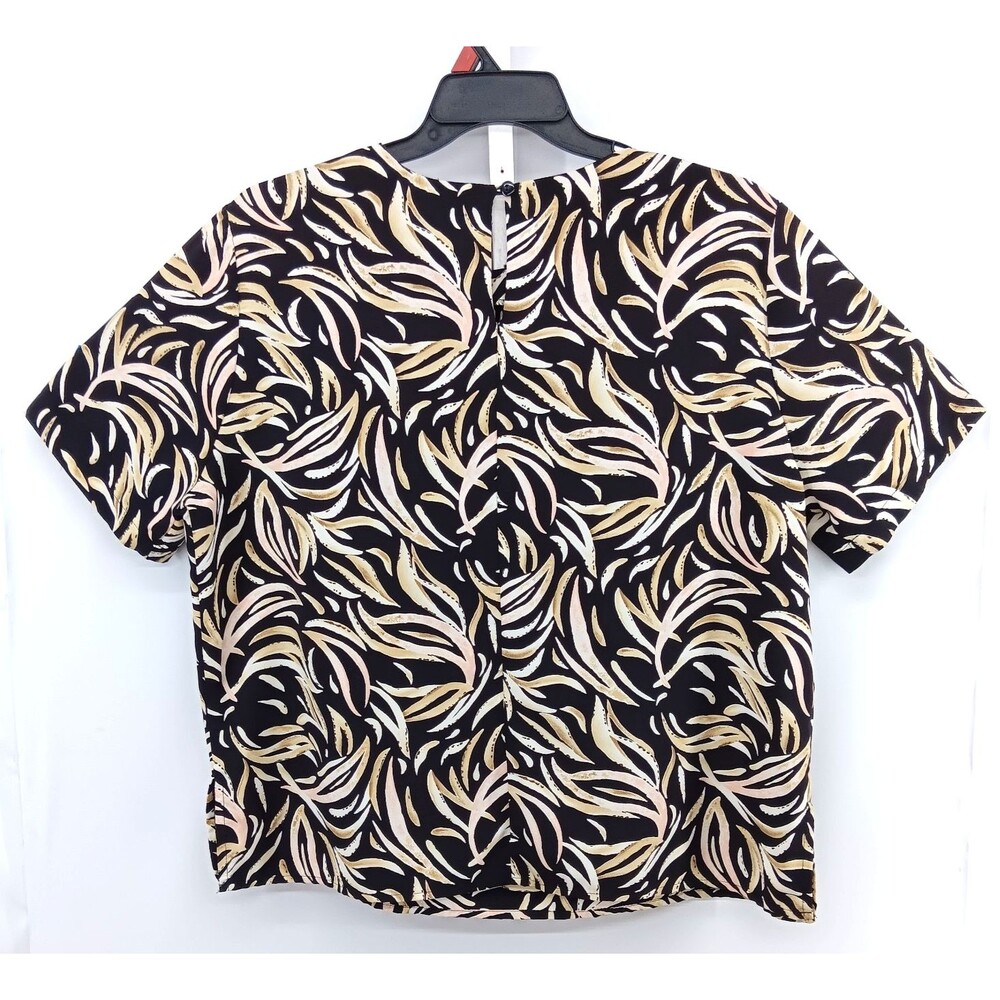 Notations Blouse Women Plus Size 1X Black All Over Print Short Sleeve Top - Picture 3 of 6